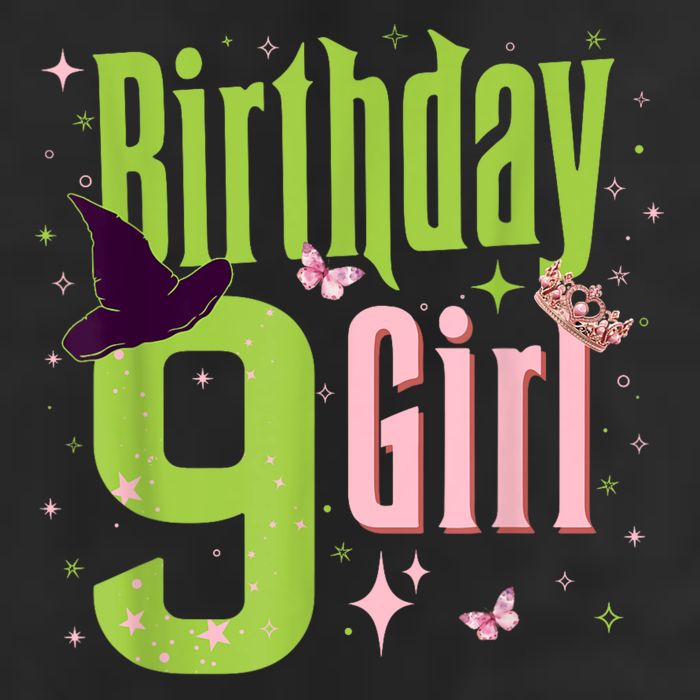 9th Birthday Witch Pi Nk And Green 9 Year Old Birthday Girl 7 Panel Mesh Trucker Snapback Hat
