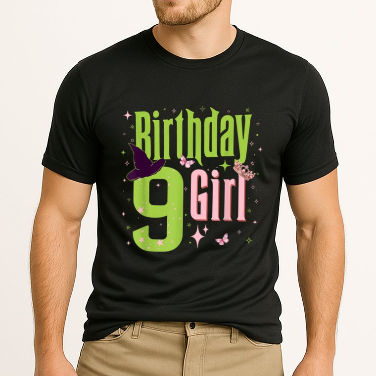 9th Birthday Witch Pi Nk And Green 9 Year Old Birthday Girl Cooling Performance Crew T-Shirt