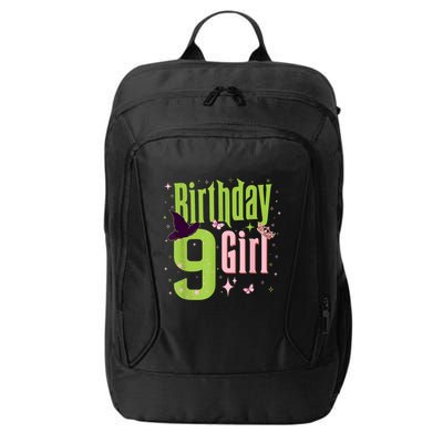 9th Birthday Witch Pi Nk And Green 9 Year Old Birthday Girl City Backpack