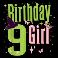 9th Birthday Witch Pi Nk And Green 9 Year Old Birthday Girl 16 in Basic Backpack