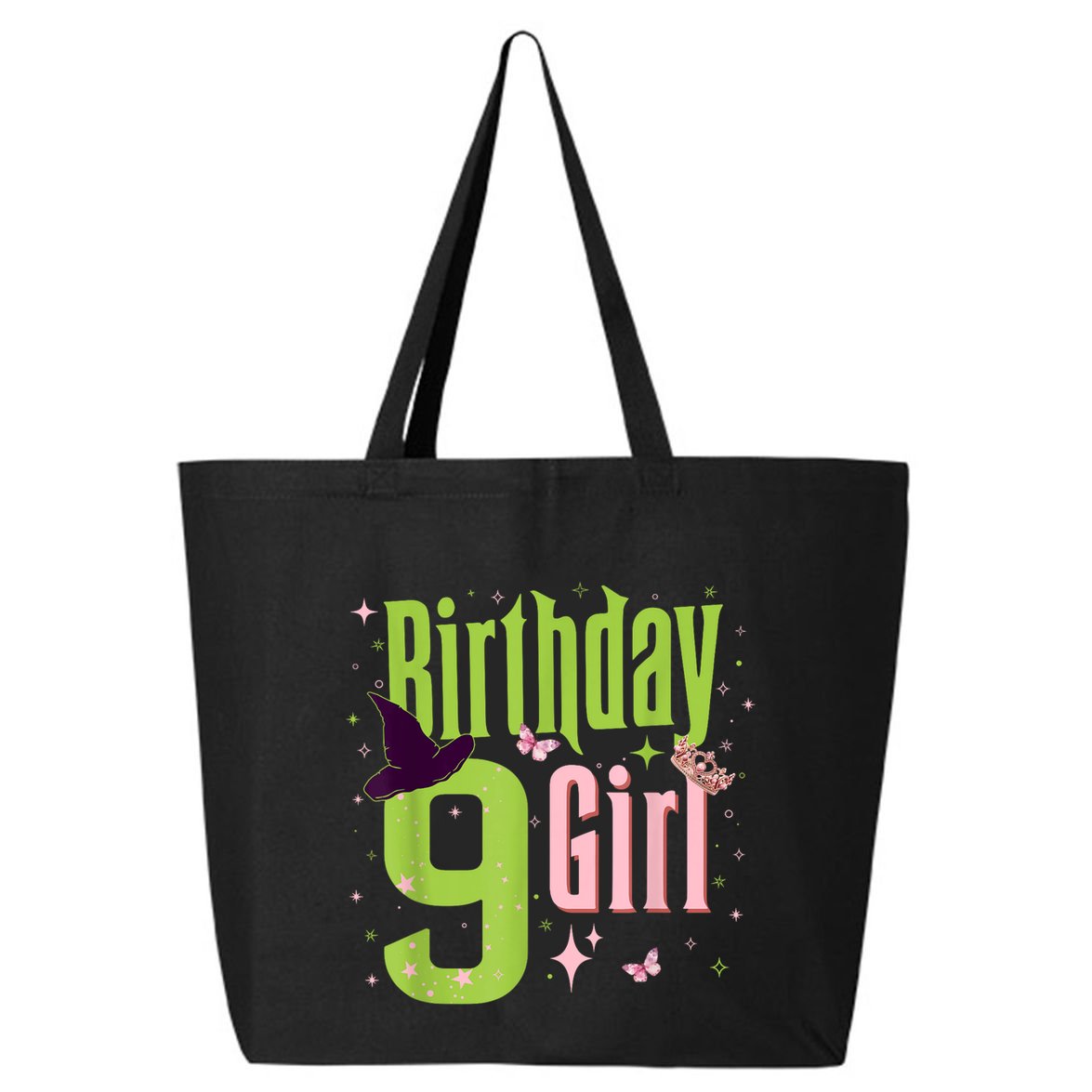 9th Birthday Witch Pi Nk And Green 9 Year Old Birthday Girl 25L Jumbo Tote