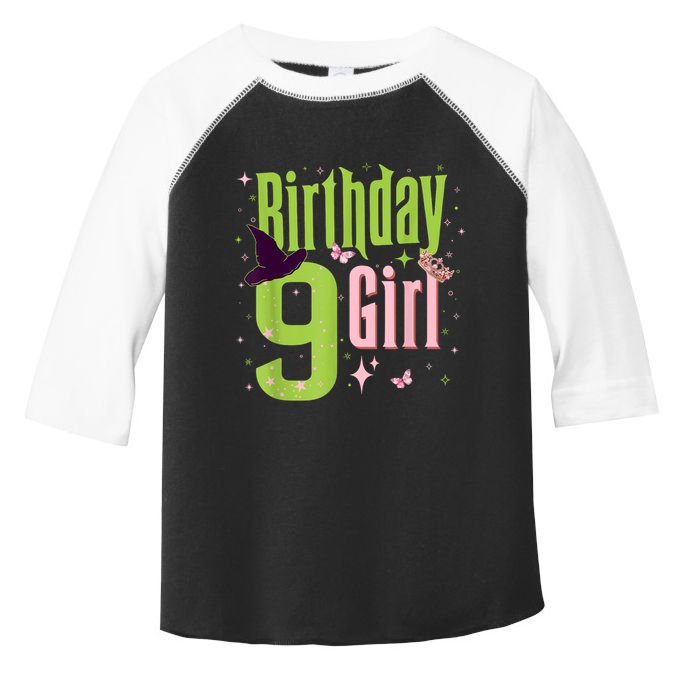 9th Birthday Witch Pi Nk And Green 9 Year Old Birthday Girl Toddler Fine Jersey T-Shirt