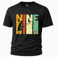 9th Birthday Walleye Fishing Turning 9 Year Old Fisher Cooling Performance Crew T-Shirt