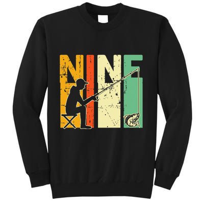 9th Birthday Walleye Fishing Turning 9 Year Old Fisher Sweatshirt