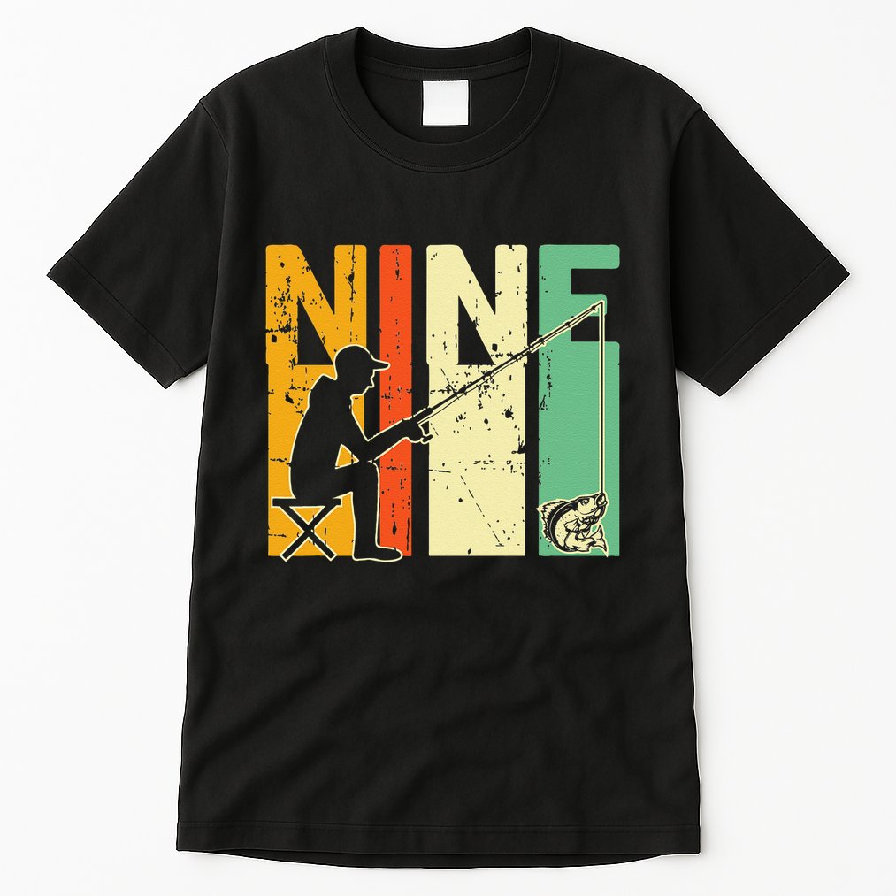 9th Birthday Walleye Fishing Turning 9 Year Old Fisher Tall T-Shirt