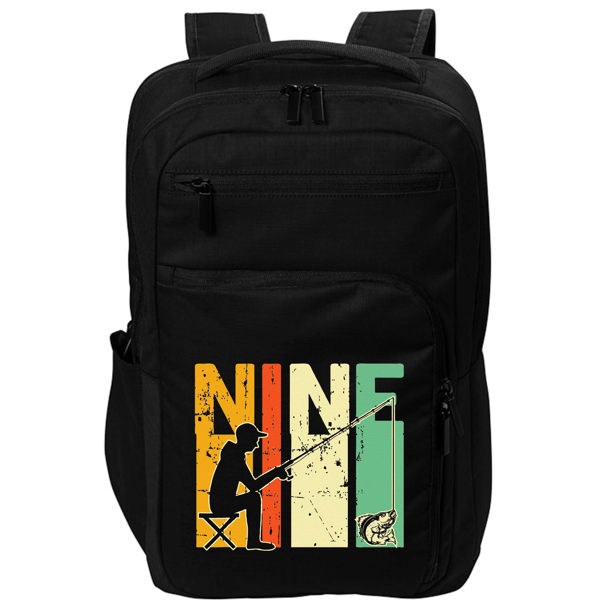 9th Birthday Walleye Fishing Turning 9 Year Old Fisher Impact Tech Backpack