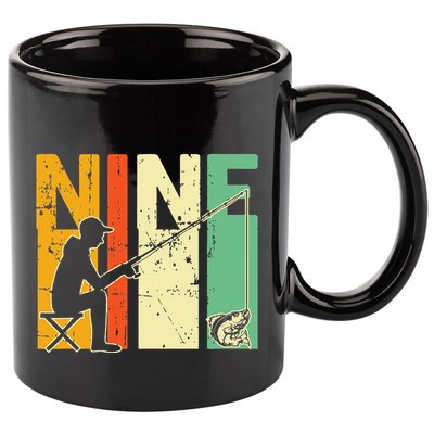 9th Birthday Walleye Fishing Turning 9 Year Old Fisher 11oz C Handle Ceramic Mug