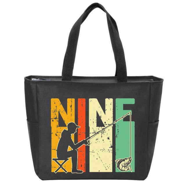9th Birthday Walleye Fishing Turning 9 Year Old Fisher Zip Tote Bag
