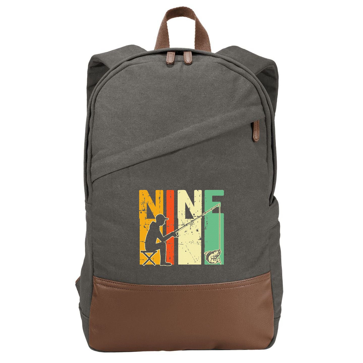 9th Birthday Walleye Fishing Turning 9 Year Old Fisher Cotton Canvas Backpack