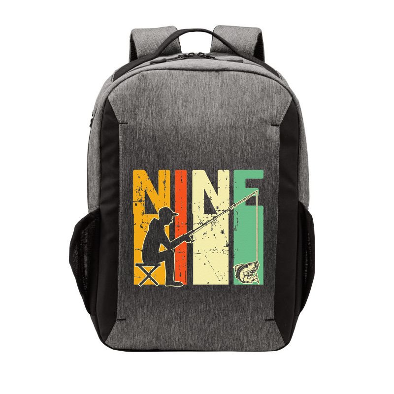 9th Birthday Walleye Fishing Turning 9 Year Old Fisher Vector Backpack
