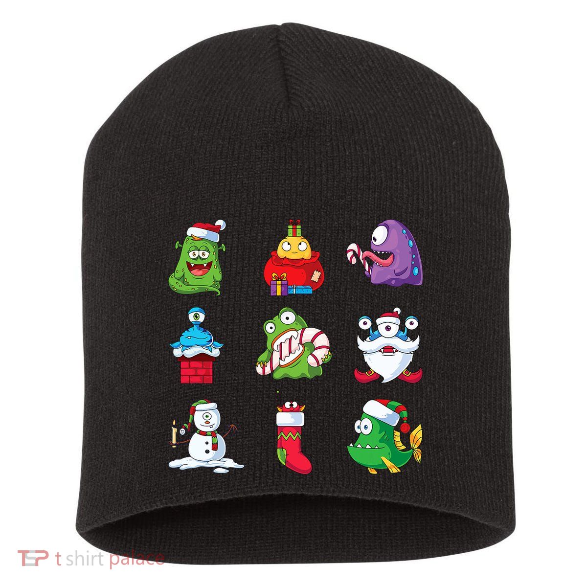 9 Christmas Alien Monsters Santa Snowman Nine Short Acrylic Beanie