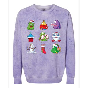 9 Christmas Alien Monsters Santa Snowman Nine Colorblast Crewneck Sweatshirt