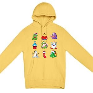 9 Christmas Alien Monsters Santa Snowman Nine Premium Pullover Hoodie