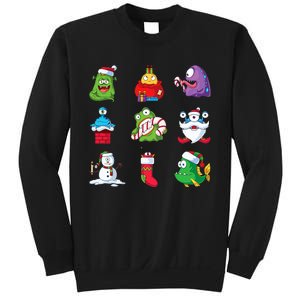 9 Christmas Alien Monsters Santa Snowman Nine Sweatshirt