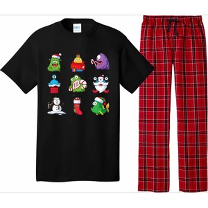 9 Christmas Alien Monsters Santa Snowman Nine Pajama Set