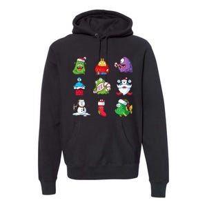 9 Christmas Alien Monsters Santa Snowman Nine Premium Hoodie