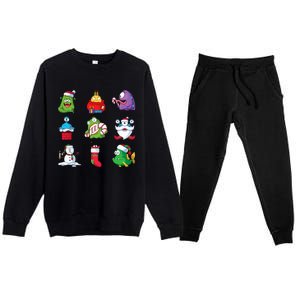 9 Christmas Alien Monsters Santa Snowman Nine Premium Crewneck Sweatsuit Set