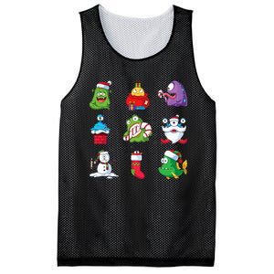 9 Christmas Alien Monsters Santa Snowman Nine Mesh Reversible Basketball Jersey Tank