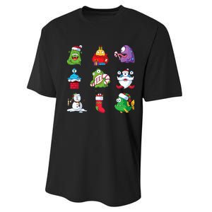 9 Christmas Alien Monsters Santa Snowman Nine Performance Sprint T-Shirt