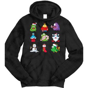 9 Christmas Alien Monsters Santa Snowman Nine Tie Dye Hoodie