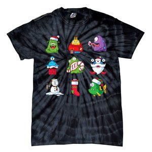 9 Christmas Alien Monsters Santa Snowman Nine Tie-Dye T-Shirt