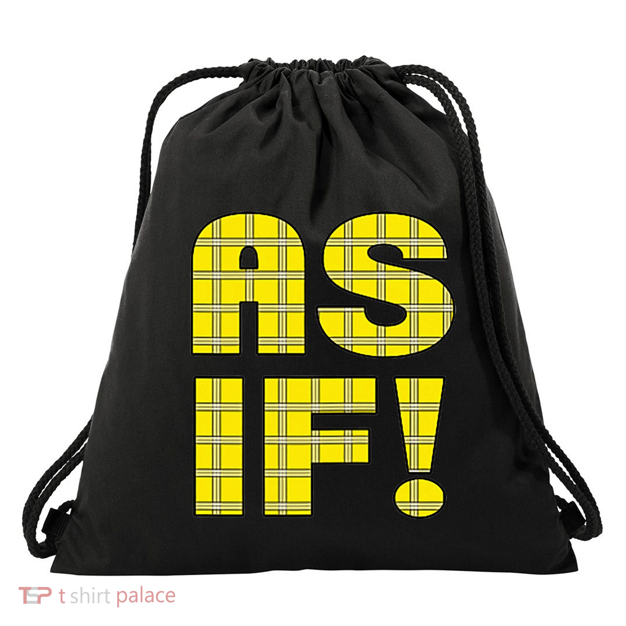 90s Clueless As If! Plaid Ladies Highschool Cult Drawstring Bag