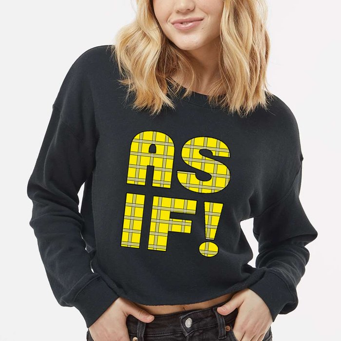 90s Clueless As If! Plaid Ladies Highschool Cult Cropped Pullover Crew