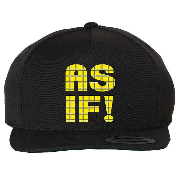 90s Clueless As If! Plaid Ladies Highschool Cult Wool Snapback Cap