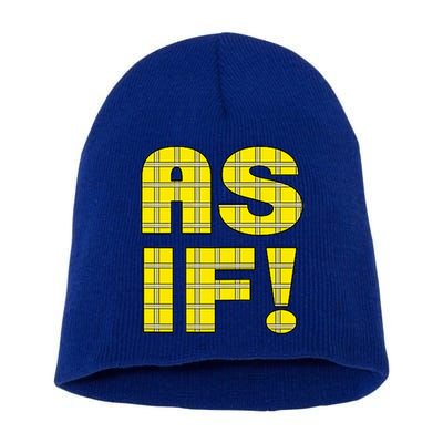 90s Clueless As If! Plaid Ladies Highschool Cult Short Acrylic Beanie