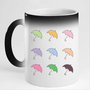 9 Cute Doodle Umbrella Pack 11oz Black Color Changing Mug