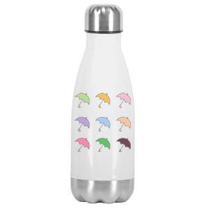 9 Cute Doodle Umbrella Pack Stainless Steel Insulated Water Bottle