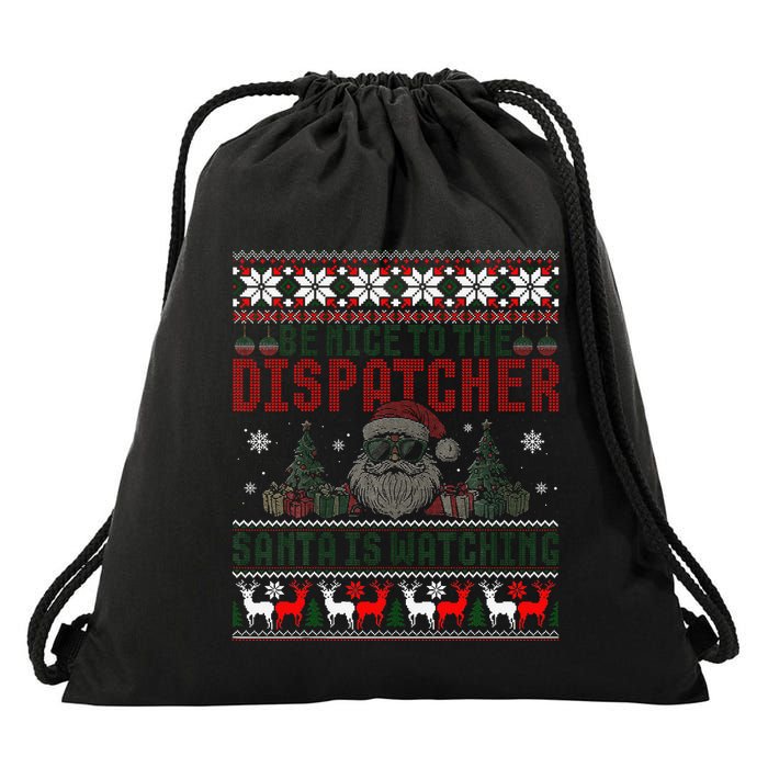 911 Christmas Dispatcher Gift Police Dispatch Thin Gold Line Drawstring Bag