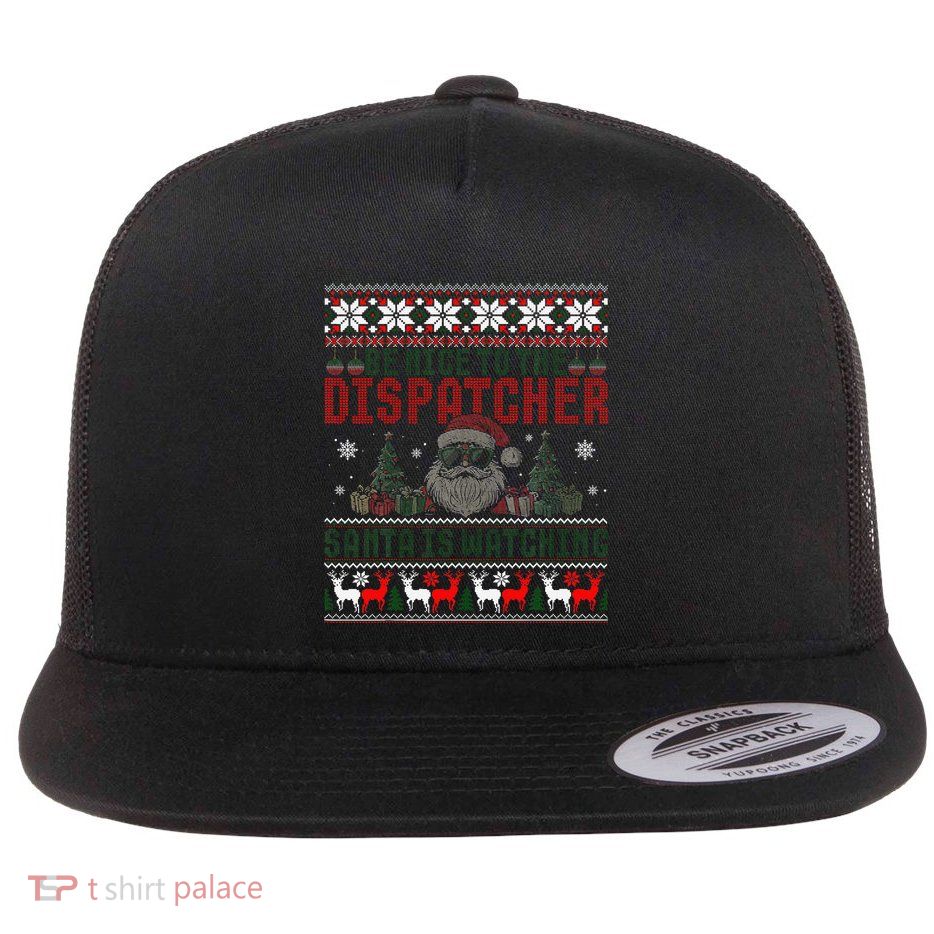 911 Christmas Dispatcher Gift Police Dispatch Thin Gold Line Flatbill Hat