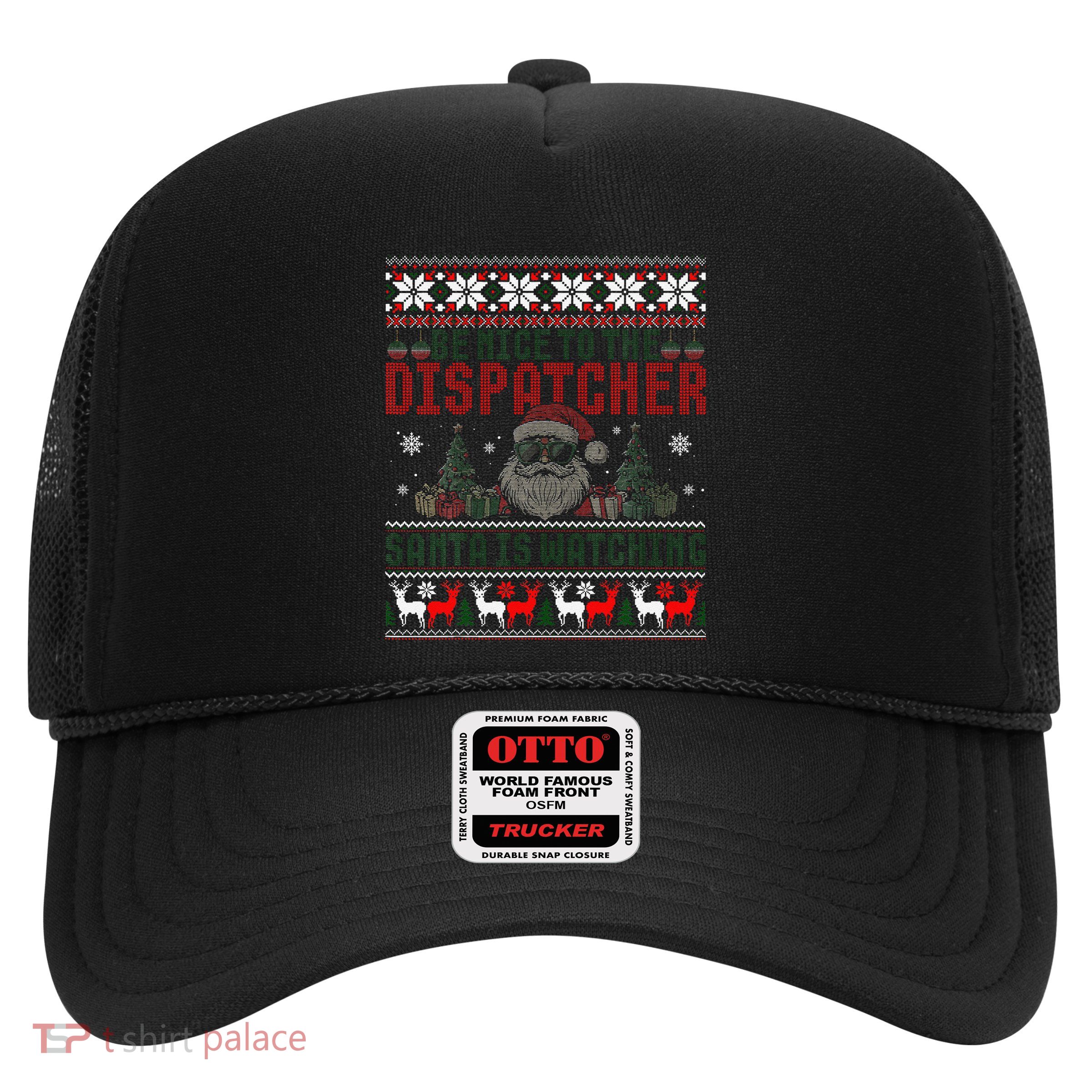 911 Christmas Dispatcher Gift Police Dispatch Thin Gold Line Trucker Hat