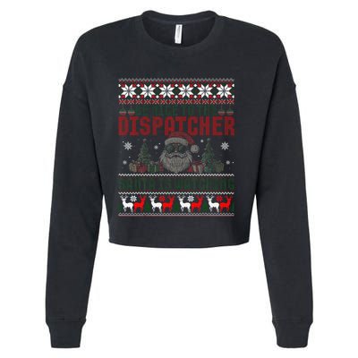 911 Christmas Dispatcher Gift Police Dispatch Thin Gold Line Cropped Pullover Crew