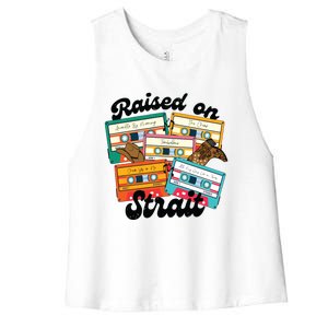 90s Country Music Raised On Women's Racerback Cropped Tank