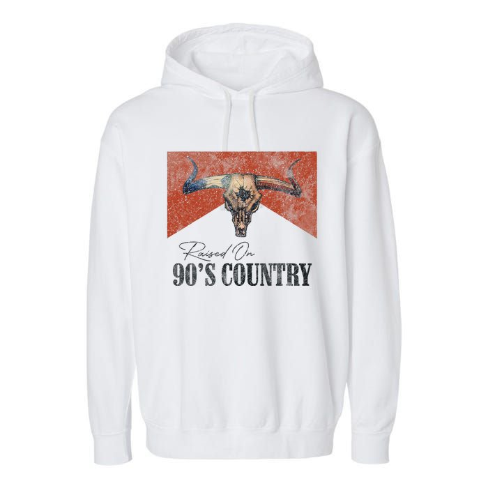 90's Country Music Bull Skull Western Vintage Hat Garment-Dyed Fleece Hoodie