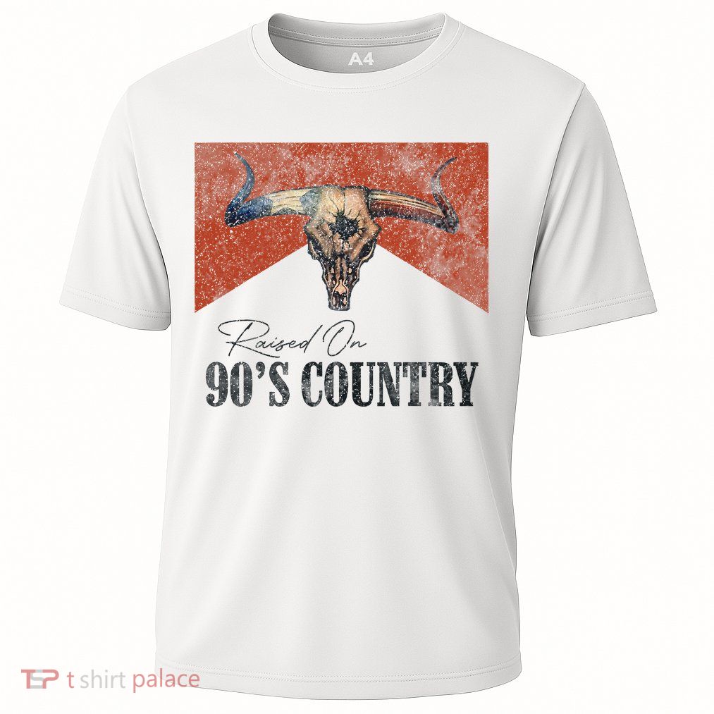 90's Country Music Bull Skull Western Vintage Hat Performance Shirt