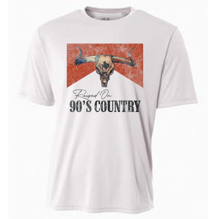 90's Country Music Bull Skull Western Vintage Hat Cooling Performance Crew T-Shirt