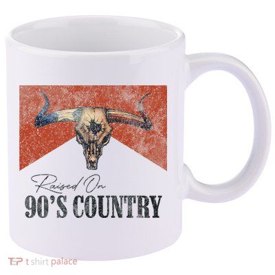 90's Country Music Bull Skull Western Vintage Hat 11oz C Handle Ceramic Mug