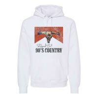 90's Country Music Bull Skull Western Vintage Hat Premium Hoodie