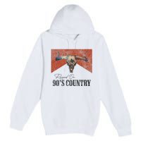 90's Country Music Bull Skull Western Vintage Hat Premium Pullover Hoodie