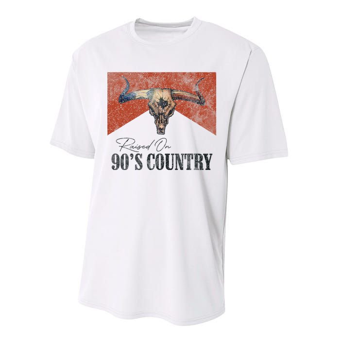 90's Country Music Bull Skull Western Vintage Hat Performance Sprint T-Shirt