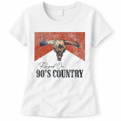 90's Country Music Bull Skull Western Vintage Hat Womens T-Shirt