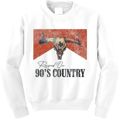 90's Country Music Bull Skull Western Vintage Hat Kids Sweatshirt