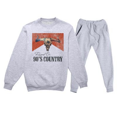 90's Country Music Bull Skull Western Vintage Hat Premium Crewneck Sweatsuit Set