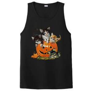 90s Cat Pumpkin Halloween Retro Floral Spooky Season PosiCharge Competitor Tank