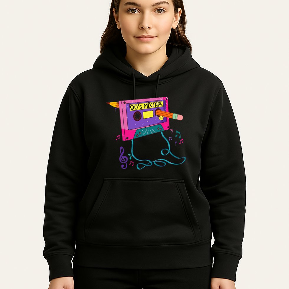 90s Cassette Tape Pencil 1990s Retro Vintage Throwback Music Hoodie