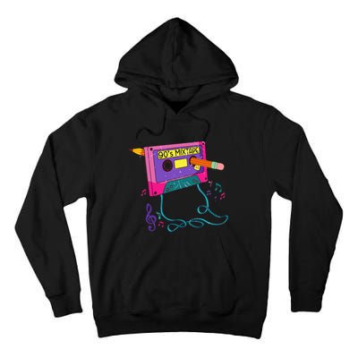 90s Cassette Tape Pencil 1990s Retro Vintage Throwback Music Tall Hoodie