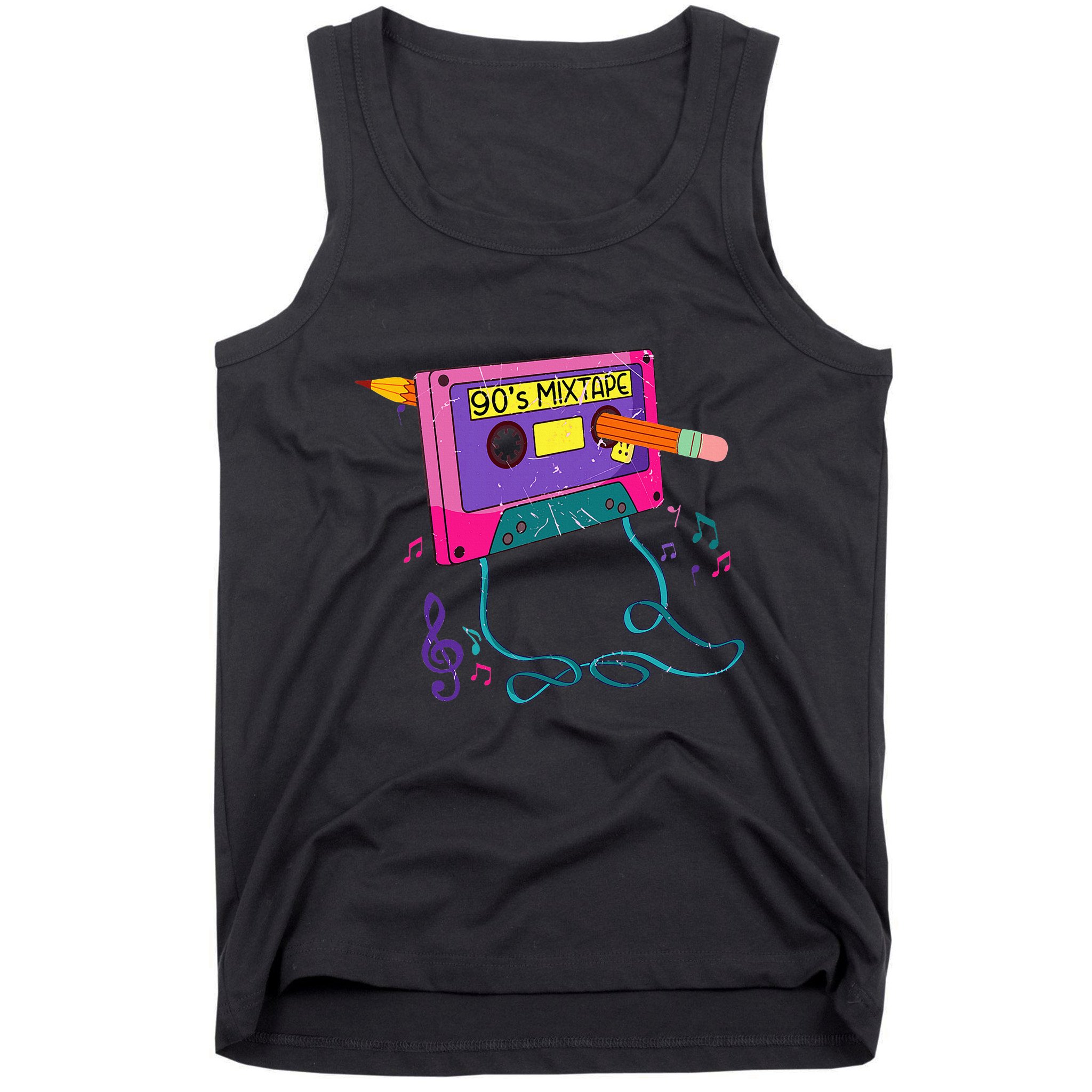 90s Cassette Tape Pencil 1990s Retro Vintage Throwback Music Tank Top